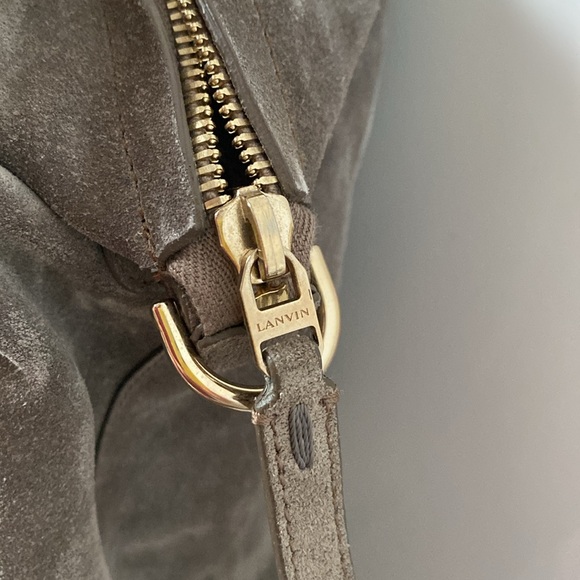 Lanvin grey suede crossbody shoulder bag - Picture 6 of 16